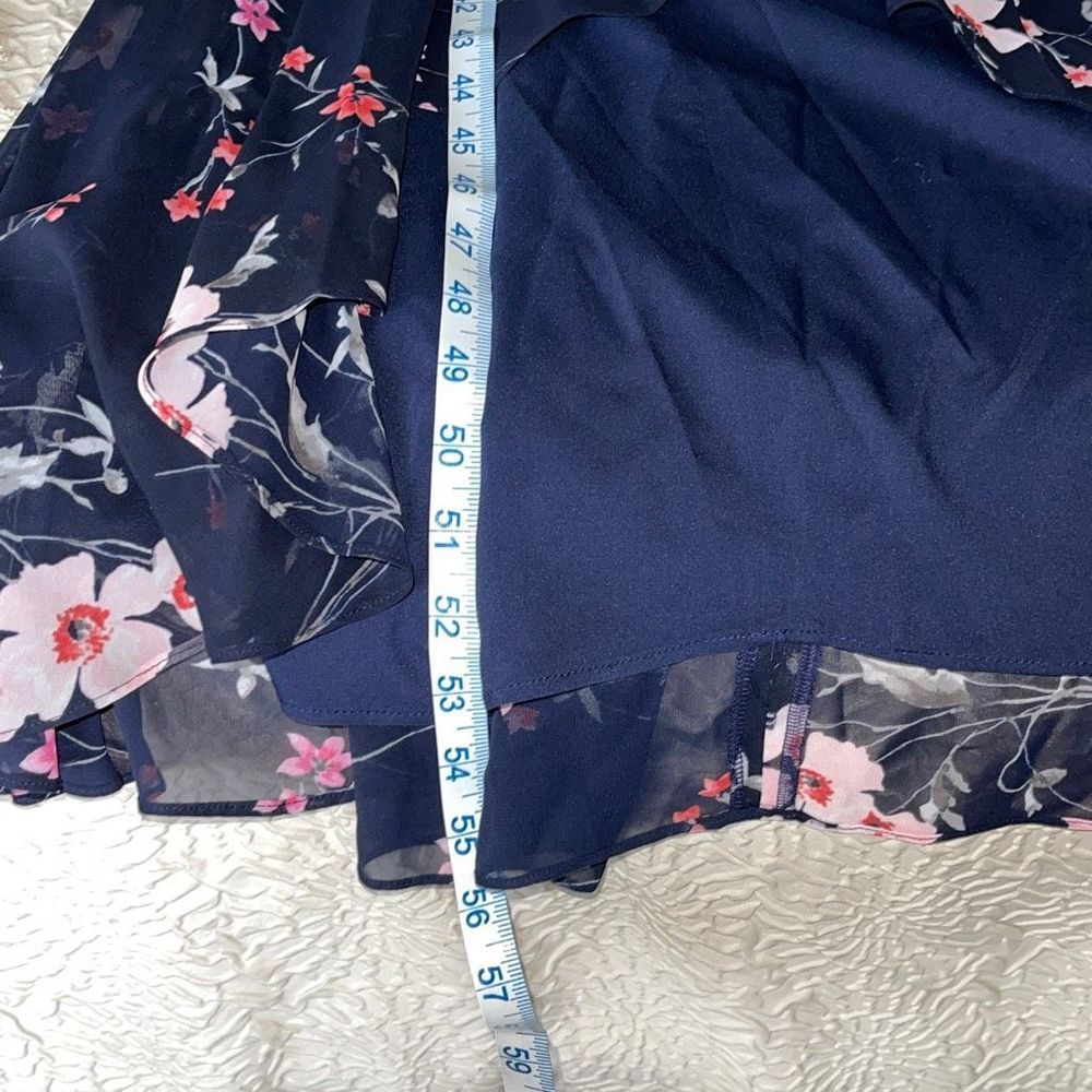 Eliza J High-Low Maxi dress Navy Blue and Cherry Blossom floral Size 10P NWOT - Picture 12 of 12
